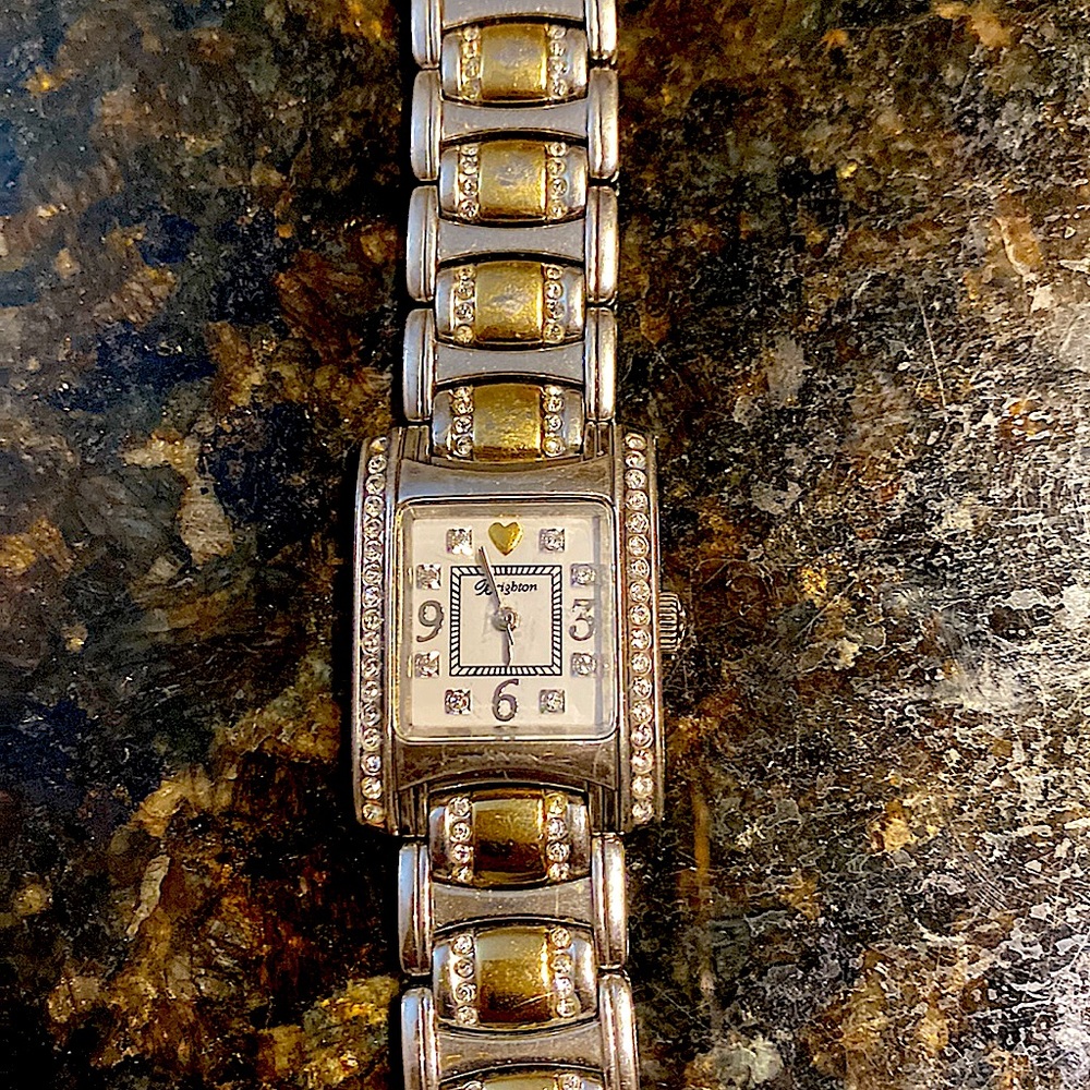 Brighton Turin Watch Silver With Inlayed Swarovski Crystals 8”